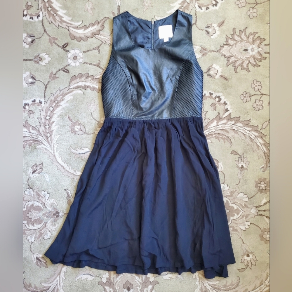 Line & Dot Leather Mini Dress - S